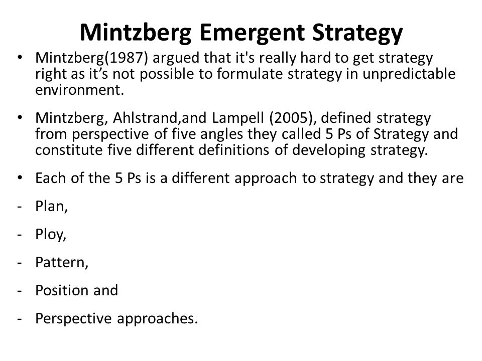 Mintzberg s five ps for strategy